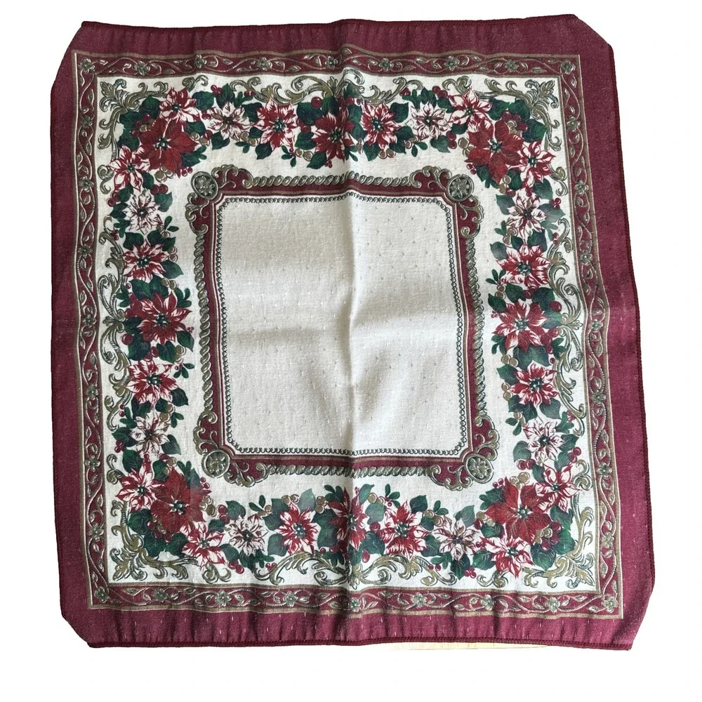 CHRISTMAS POINSETTIA 6 Napkins Fashion Industries Festive Holiday Season‎ Dining